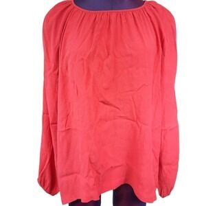 J. Jill Cold Shoulder Pleated Blouse Long Sleeve Coral Size Medium Women's R17
